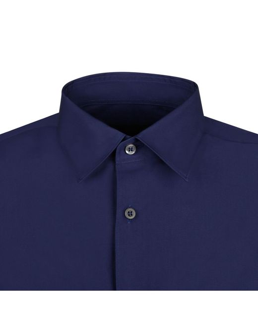 Prada Blue Triangle Enamel Logo Buttoned Shirt for men