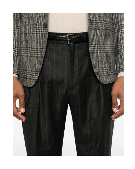 Tagliatore Gray Striped Casual Pants for men