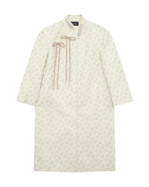 Simone Rocha White Floral Print Trench Coat