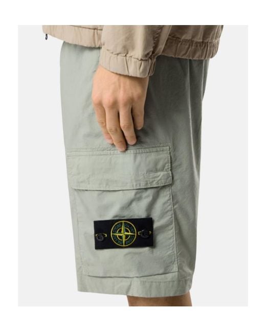 Stone Island Green Regular Fit Cargo Bermuda Shorts for men