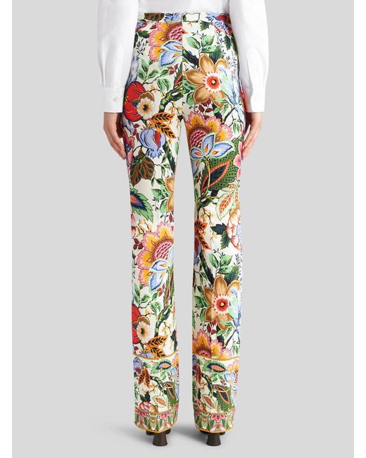 Etro Metallic High-Waist Floral-Printed Straight-Leg Trousers