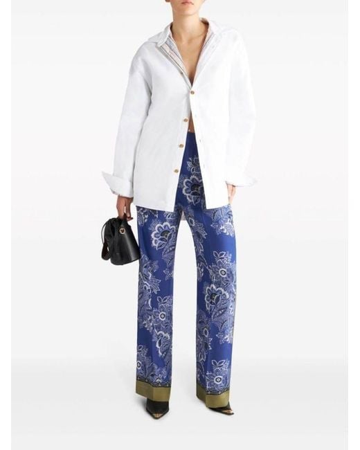 Etro Blue Bandana Print Straight-Leg Trousers