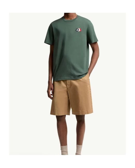 Moncler Green Logo Patch Crewneck T-Shirt for men