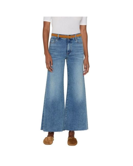 FRAME Blue High-Rise Wide-Leg Jeans