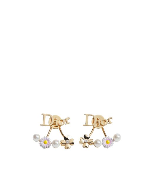Dior White Mini Daisy Earrings
