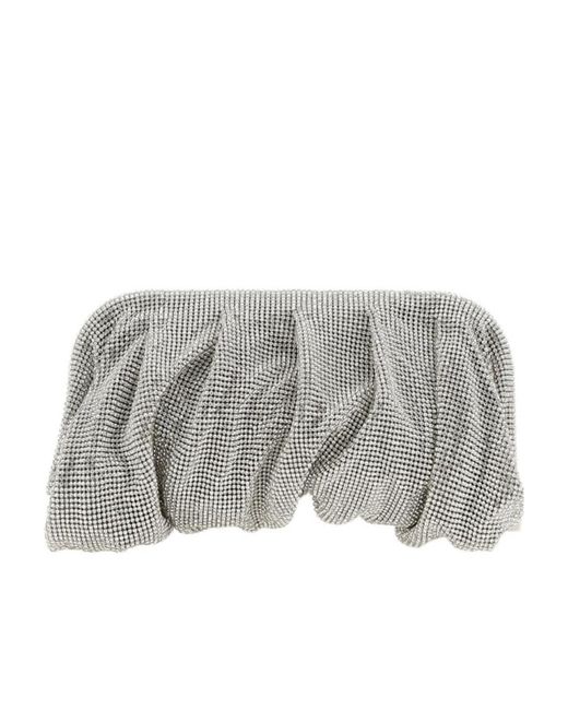 Benedetta Bruzziches Gray Venus La Grande Embellished Ruched Clutch Bag