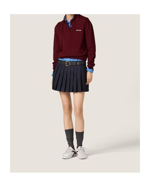 Miu Miu Blue Pleated Batavia Miniskirt
