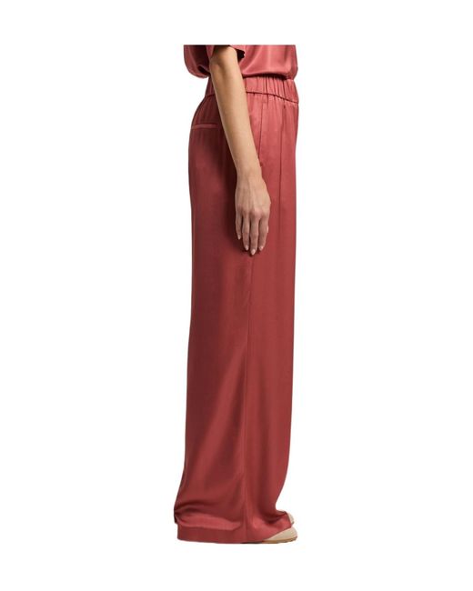 Peserico Red Elasticated-Waist Wide Leg Trousers