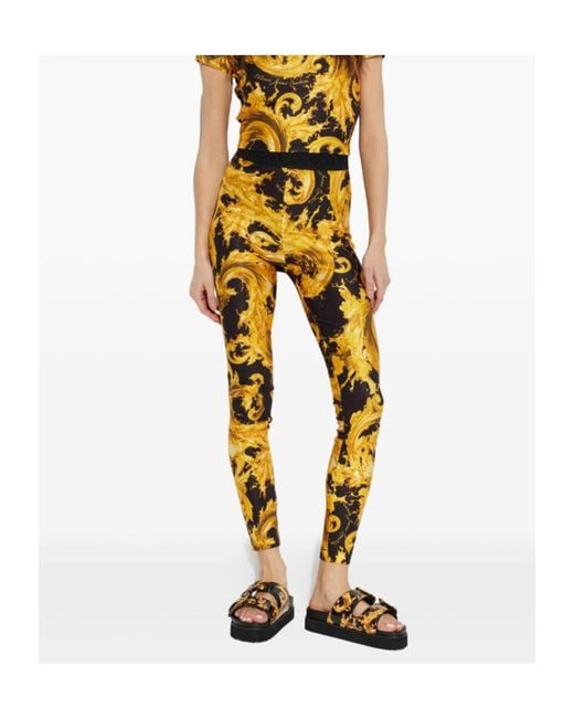 Versace Jeans Black Couture Buckle Embellished Barocco-Printed Sandals
