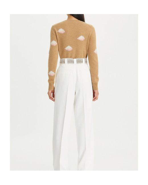 Tory Burch Natural Cashmere Round-Neck Sweater