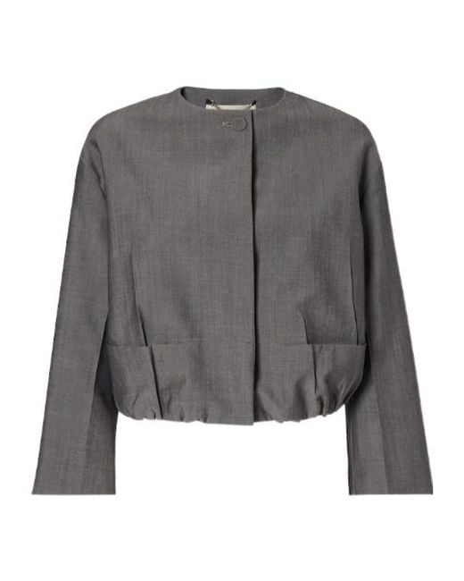 Fendi Gray Crewneck Cropped Blazer