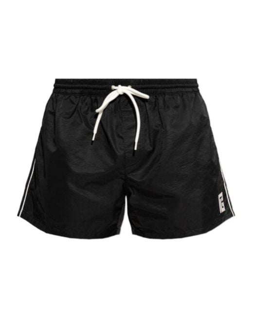 Balmain Black Drawstring Swim Trunks for men