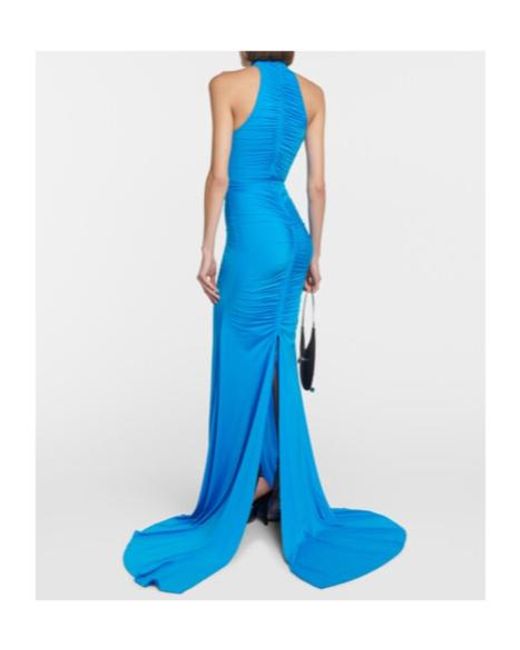 Alex Perry Blue Lark Ruched Gown