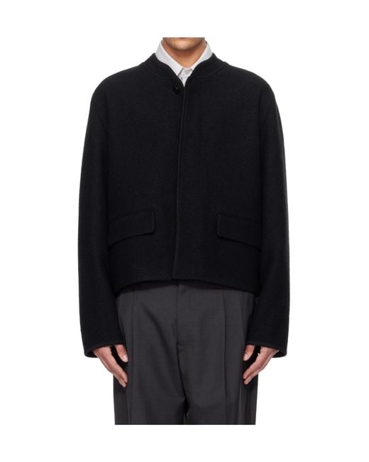 Rier Black Walker City Crop Wool Long-Sleeve Casual Jacket for men