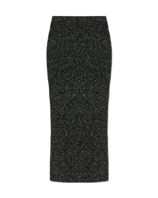 Max Mara Black Rodano Ribbed Lurex-Effect Midi Skirt