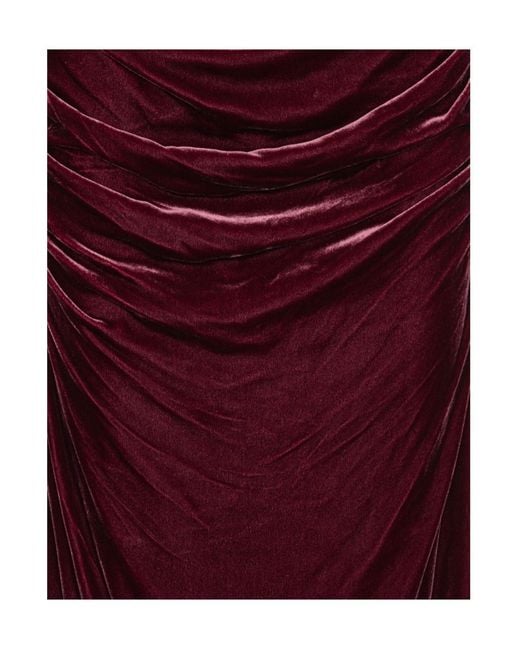 ROTATE BIRGER CHRISTENSEN Purple Silk Velvet Ruched Dress