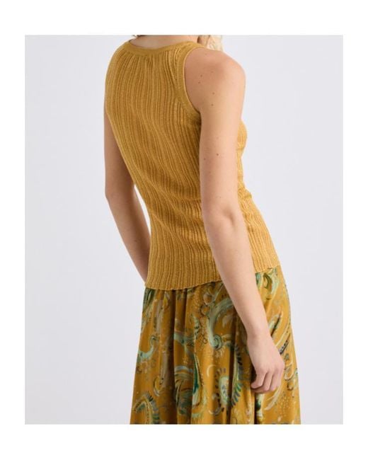 Marella Yellow Lurex-Embellished Vest Top