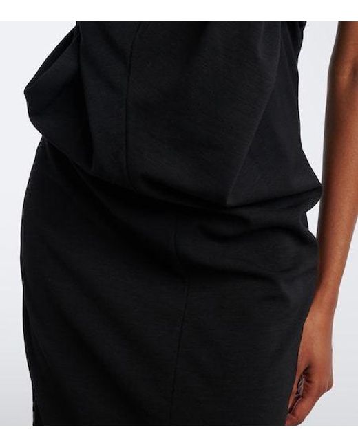 Magda Butrym Black Floral-Appliqué Wool-Blend Gown