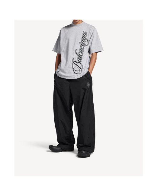 Balenciaga White Cursive Medium Fit T-Shirt for men