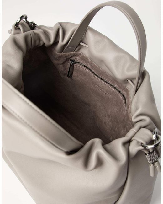 Brunello Cucinelli Gray Mellow Monili Detailed Large Shopper Bag
