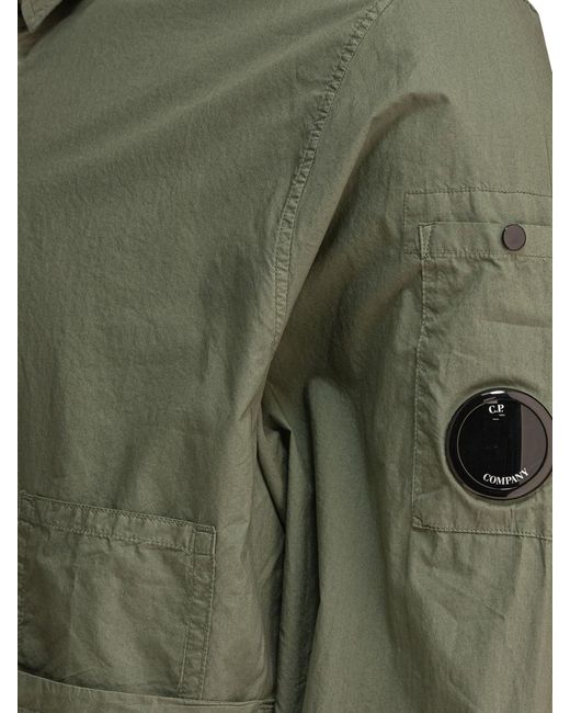 C P Company Green Logo Plaque Poplin Shirt for men