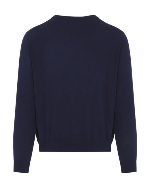 Etro Blue Long-Sleeved Crewneck Jumper for men