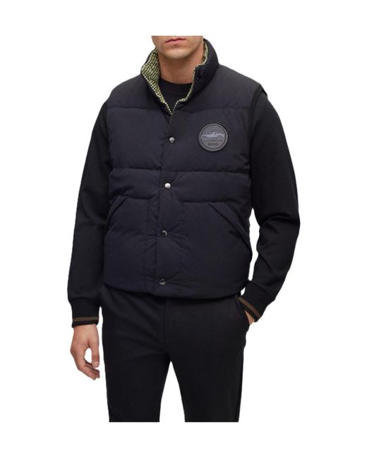 Boss Black Stand-Up Collar Down Vest for men