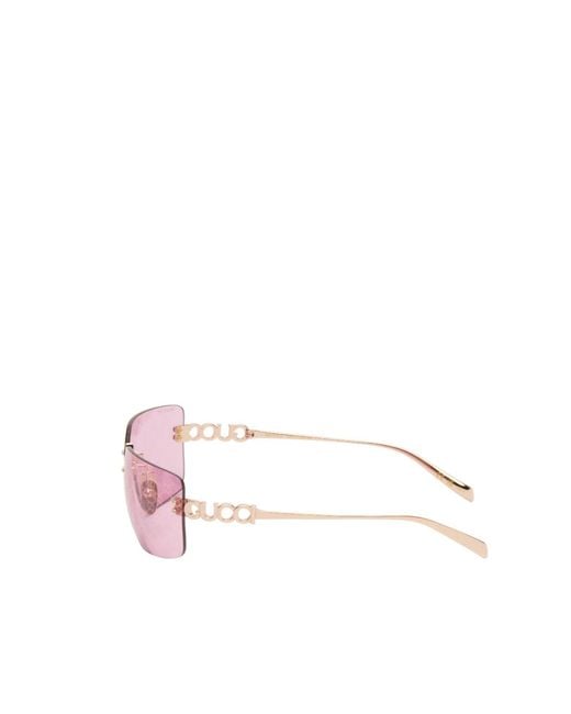 Gucci Pink Eyewear Rectangular Frame Sunglasses