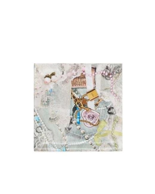 Acne White Patchwork Pearl Scarf for men