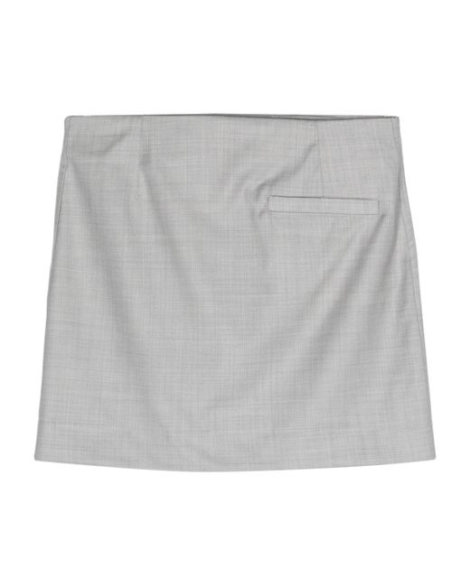 Loulou de Saison Gray Mahaz Virgin Wool Mini Skirt