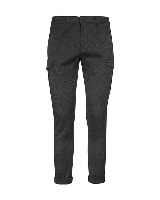 Dondup Black Turn-Up Hem Cargo Pants for men