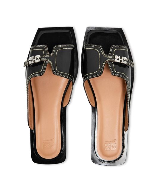 Ganni Black Logo Detail Slippers
