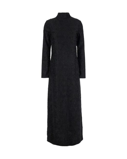 Rohe Black Turtleneck Dress With Fabric Fringes