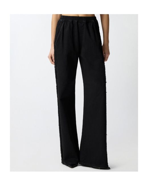 Pinko Black Lace-Detail Wide Leg Trousers