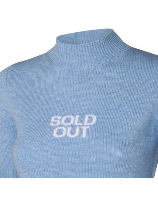Sportmax Blue Mock Neck Short-Sleeved Jumper