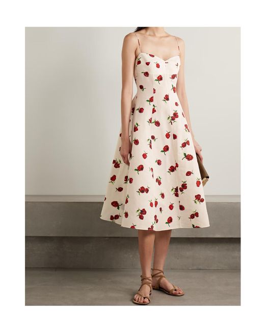 Khaite Pink Isabella Floral Printed Midi Dress