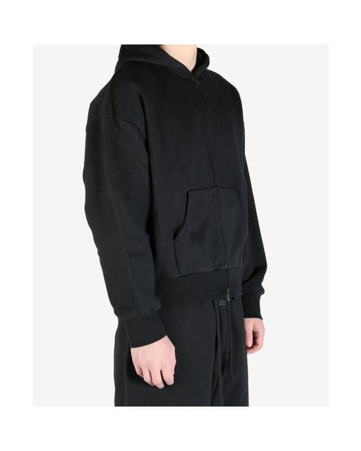 Fear Of God Black Logo-Printed Zipped Hoodie for men