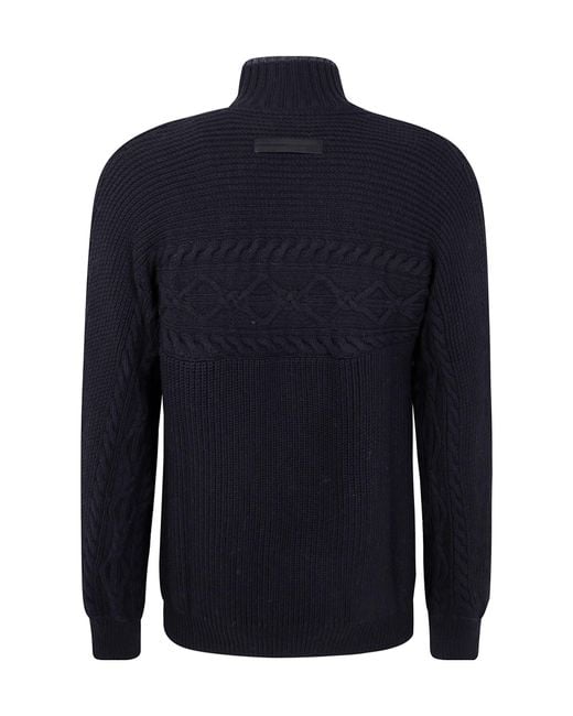 Zegna Blue High Neck Knitted Jumper for men