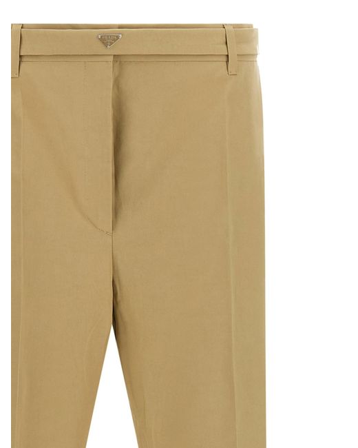 Prada Natural Pleated Tailored Trousers