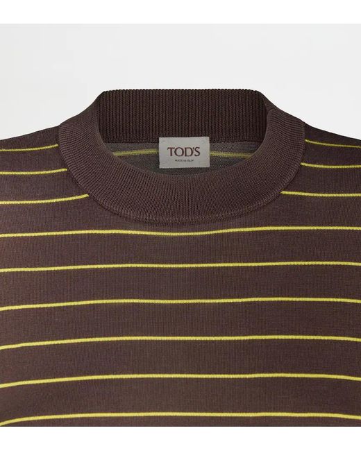 Tod's Brown Long-Sleeve Striped Sweater