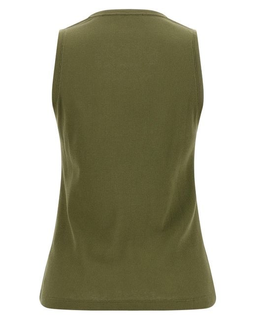 Balmain Green Logo Embroidered Ribbed Tank Top
