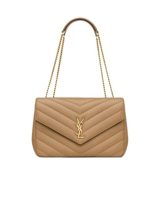 Saint Laurent White Loulou Foldover Top Large Shoulder Bag