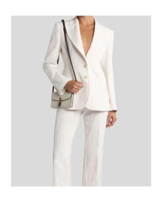 Etro White Paisley Embroidered Blazer