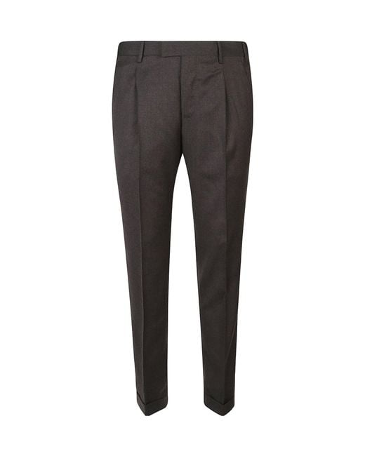 Pt Pantaloni Gray Virgin Wool Blend Straight-Leg Trousers for men
