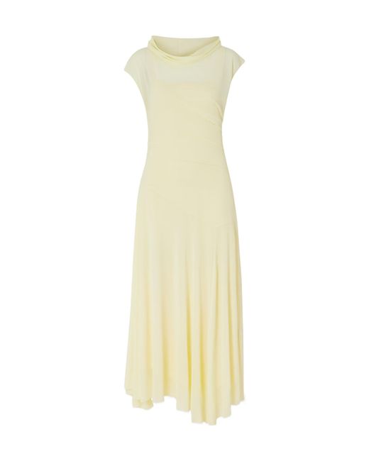 Proenza Schouler Yellow Tamara Asymmetric Draped Crepe-Jersey Maxi Dress