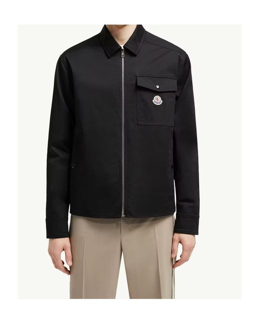 Moncler Black Zip-Up Gabardine Shirt Jacket for men
