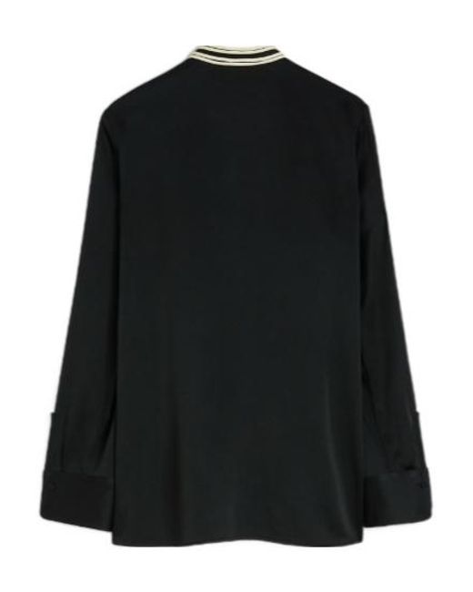 Jil Sander Black Contrast-Bib Detailed Satin Shirt