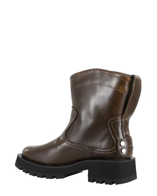 Ganni Brown Studs Low Boot Crinkle