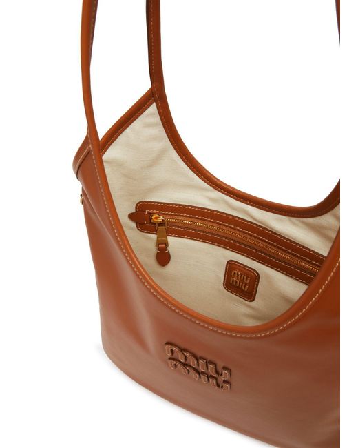 Miu Miu Brown Ivy Logo Shoulder Bag