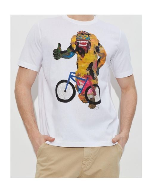 Paul Smith White Ps Paul Smith Bike Monster Crewneck T-Shirt for men